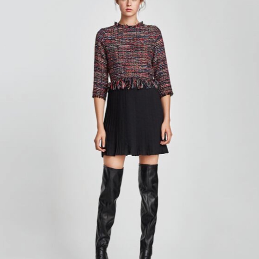 Zara Tweed Dress Pleated size